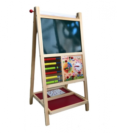 Tabla magnetica din lemn sevalet cu Rola Hartie, Abac, Ceas, Litere si Cifre, 73.5 x 37 cm [0]