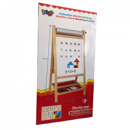 Tabla magnetica din lemn sevalet cu Rola Hartie, Abac, Ceas, Litere si Cifre, 73.5 x 37 cm [2]