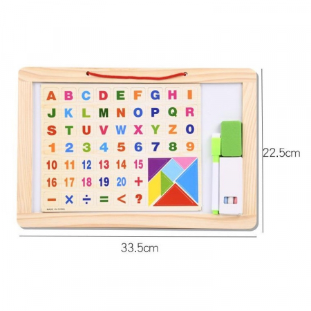 Tabla magnetica pentru copii 4 in 1, 33.5 x 22.5 cm, natur [7]