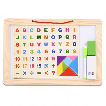 Tabla magnetica pentru copii 4 in 1, 33.5 x 22.5 cm, natur [0]