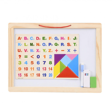 Tablite educative - Tabla magnetica pentru copii 4 in 1, 44.5 x 33 cm, natur