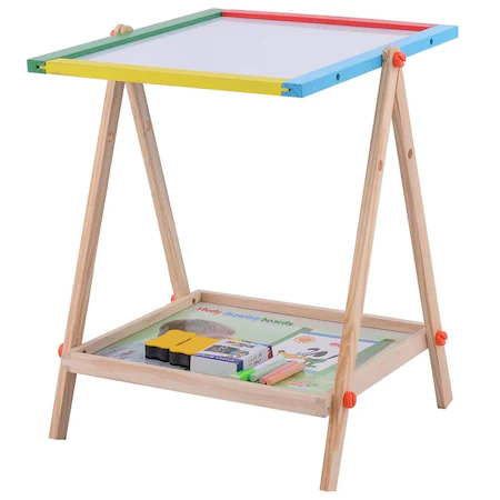 Tabla Multifunctionala Magnetica Cu 2 Fete, Scris si Desenat si Set Creta Colorata Marker Buret, din Lemn ecologic Study Drawing Board pentru copii, prescolari [6]