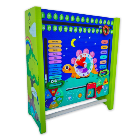 Tablita educativa in limba Romana din lemn cu calendar si abac, multicolor [3]