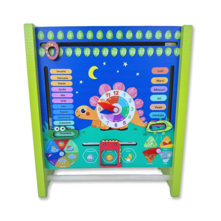 Tablita educativa in limba Romana din lemn cu calendar si abac, multicolor [1]
