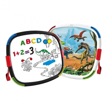Tablite educative - Tablita magnetica reversibila pentru desen si puzzle cu peisaje Dinozauri, multicolor