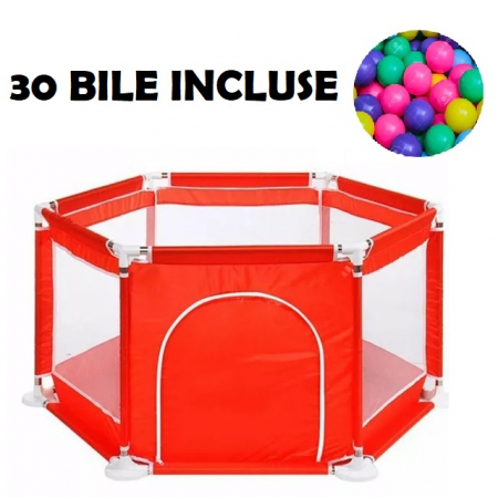 Tarc pentru Bebe cu 30 de bile multicolore incluse, 115 x 60 cm, rosu [1]