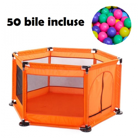 Tarc pentru Bebe cu 50 de bile multicolore incluse, 128 x 113 x 65 cm, portocaliu [0]