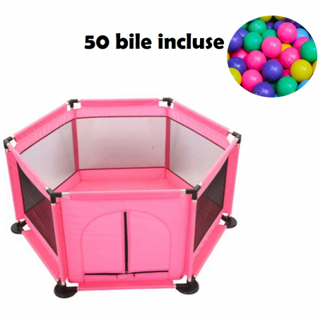 Tarc pentru Bebe cu 50 de bile multicolore incluse, 128 x 113 x 65 cm, roz [0]