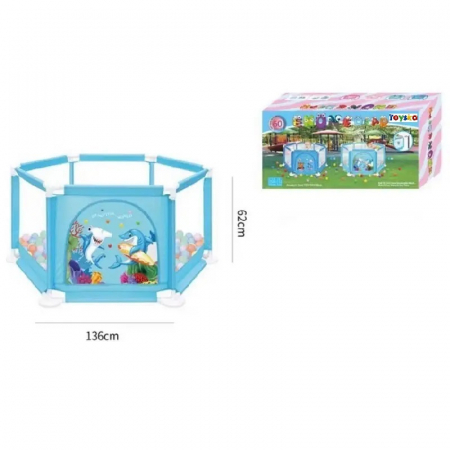 Tarc pentru Bebelusi cu 60 de bile multicolore incluse Enonedear, 135 x 62 x 135 cm, albastru [4]