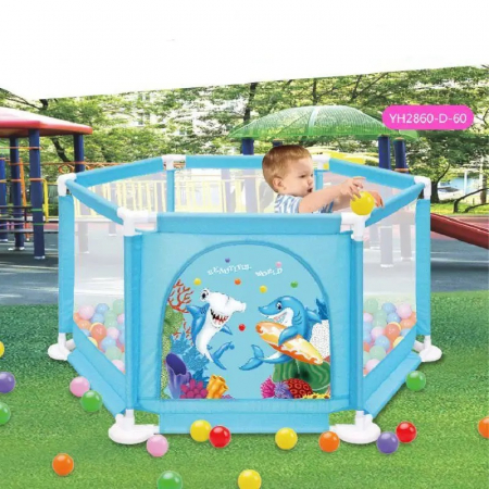 Tarc pentru Bebelusi cu 60 de bile multicolore incluse Enonedear, 135 x 62 x 135 cm, albastru [1]