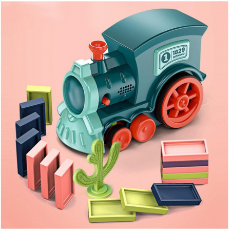 Trenulet cu 60 de piese Domino, cu baterii, multicolor [4]