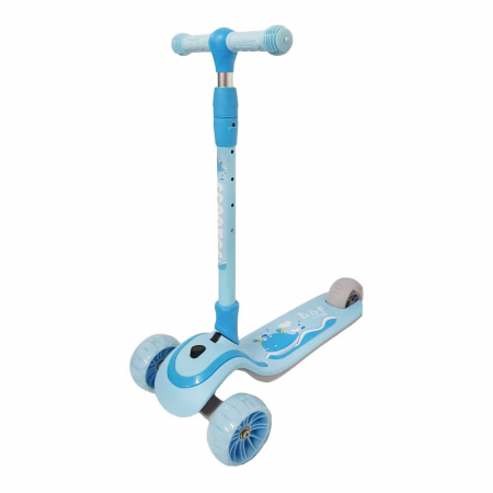 Trotineta copii reglabila cu 3 roti late, lumini LED si muzica, 3-8 ani, albastru [4]
