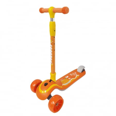 Trotineta copii reglabila cu 3 roti late, lumini LED si muzica, 3-8 ani, portocaliu [5]