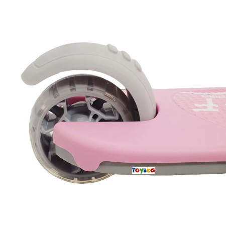 Trotineta copii reglabila cu 3 roti late, lumini LED si muzica, 3-8 ani, roz [2]