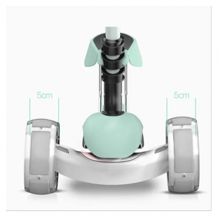 Trotineta copii reglabila cu cosulet 5 in 1 cu 3 roti, lumini LED, +2 ani, turcoaz [5]