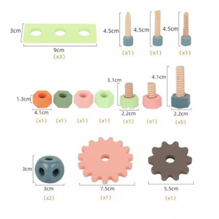 Trusa de scule din lemn Montessori, 34 piese, multicolor [6]