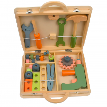 Trusa de scule din lemn Montessori, 34 piese, multicolor [0]