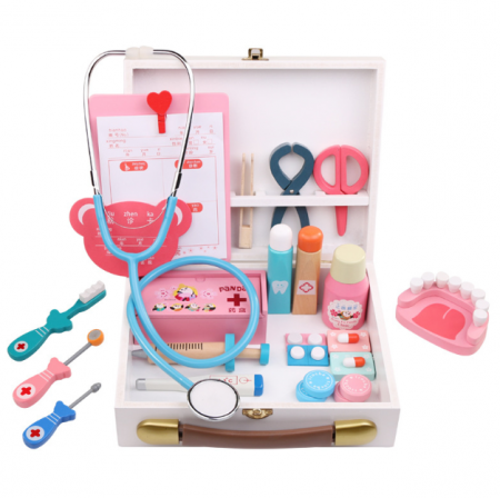 Trusa doctor Stomatolog din lemn, 27 piese, multicolor [3]
