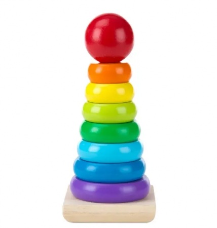 Turn curcubeu din lemn Montessori de stivuire, multicolor