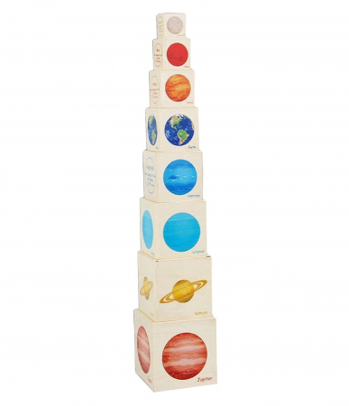 Turn Montessori din lemn 8 cuburi Planete, multicolor [7]