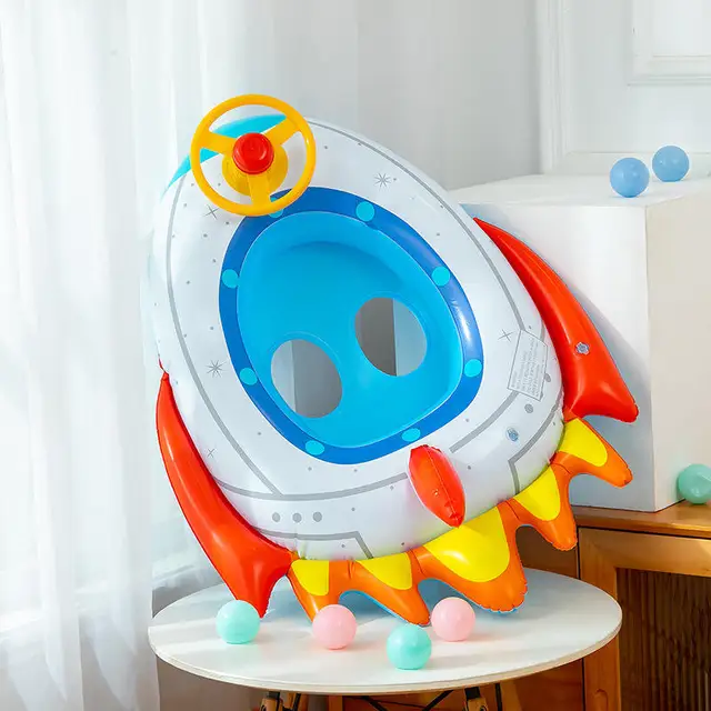 Colac gonflabil Racheta cu volan si suport pentru copii, multicolor [3]