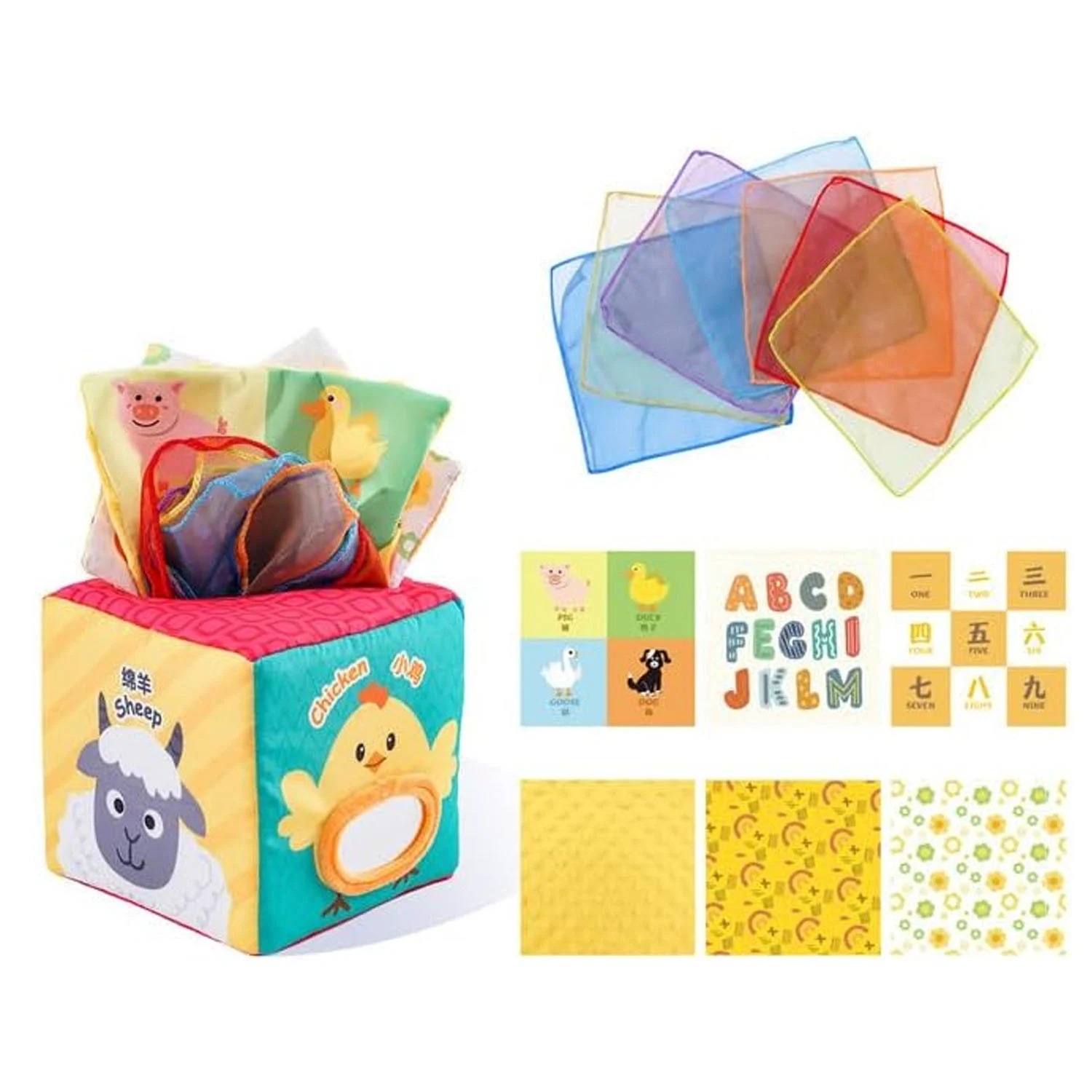 Cub senzorial activitati cu servetele, Animale si CIfre , multicolor [4]