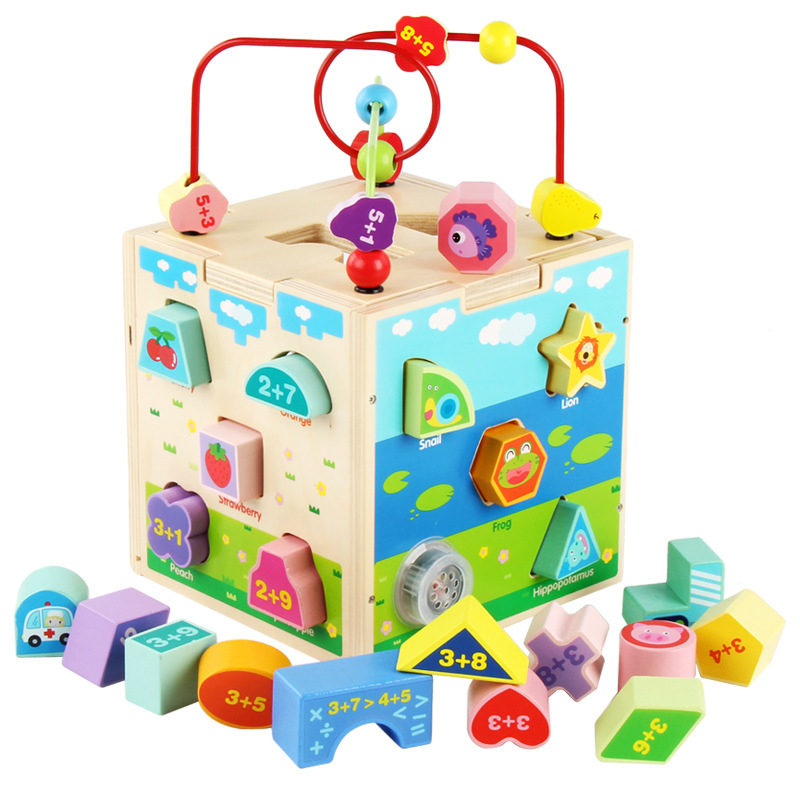 Cub sortator educativ din lemn Ohye, 23 piese, multicolor [1]