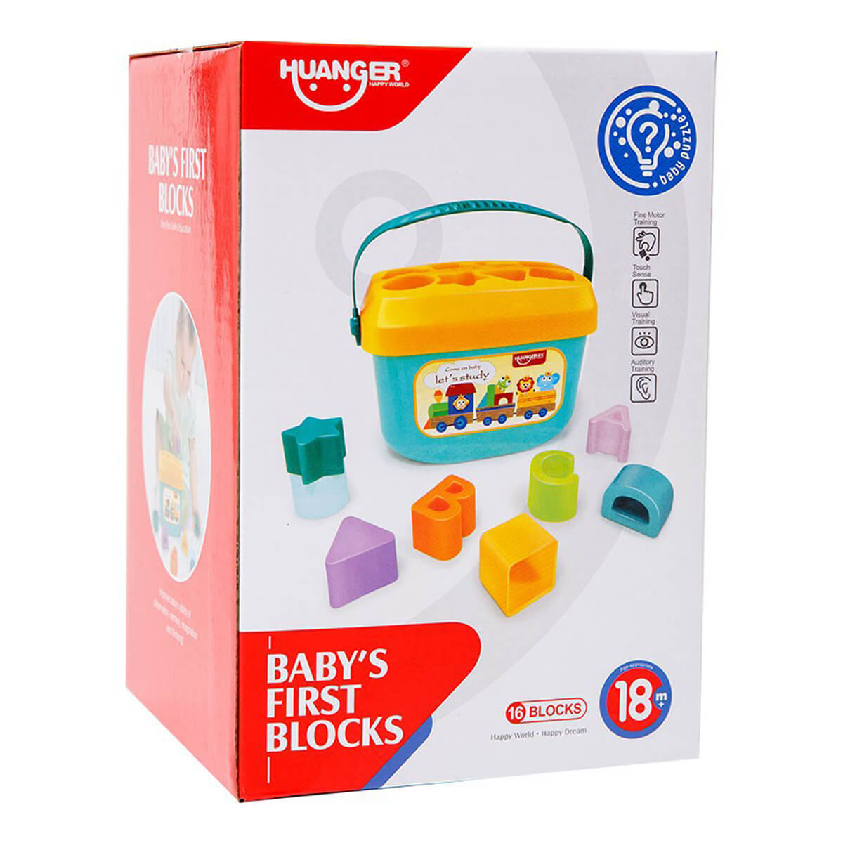 Cutie sortator forme geometrice si litere Baby First Blocks, 16 piese, multicolor [6]