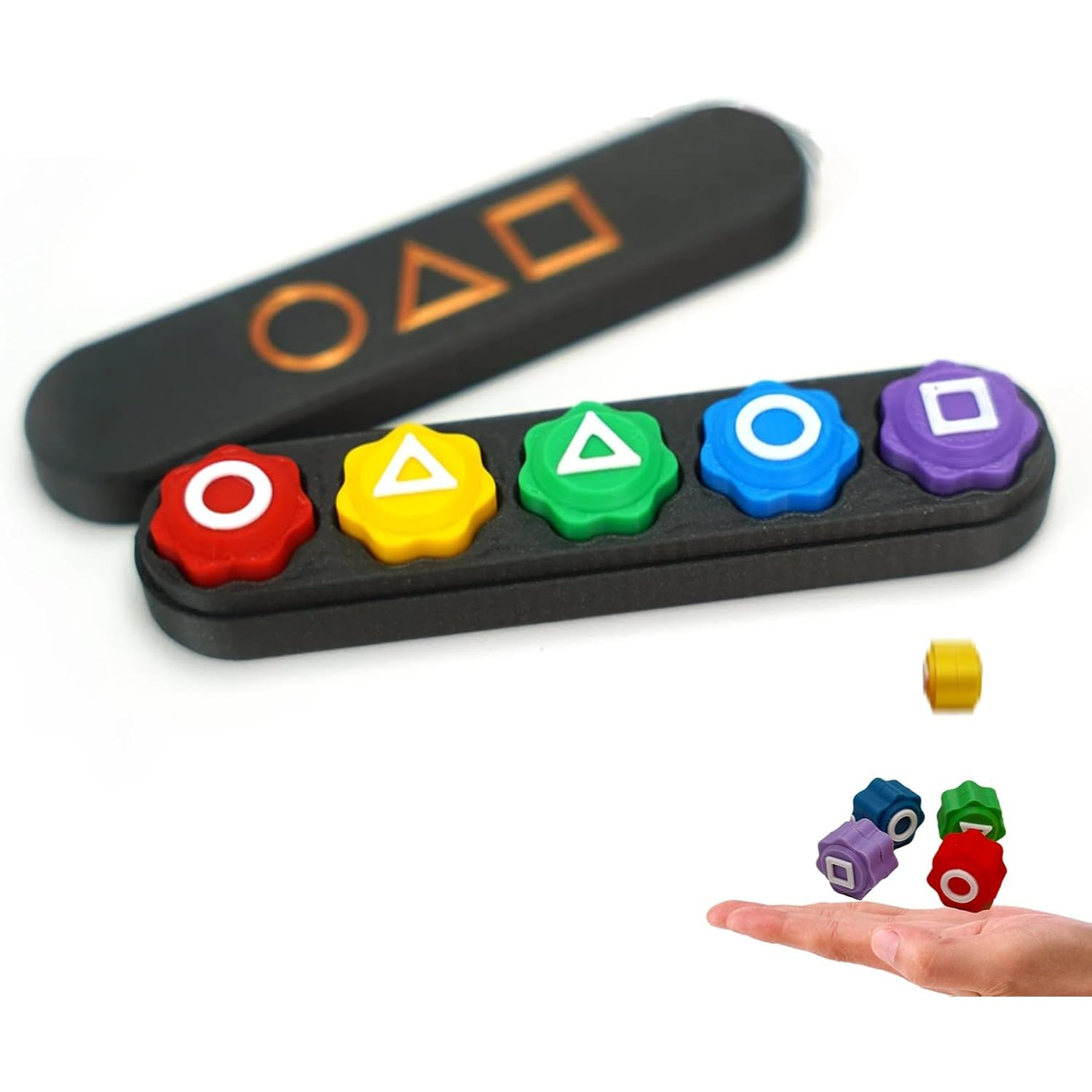 Gonggi Joc Traditional Coreean, Squid Game si Jocul Calamarului, Set 5 Piese Multicolore, Cutie Neagra [5]