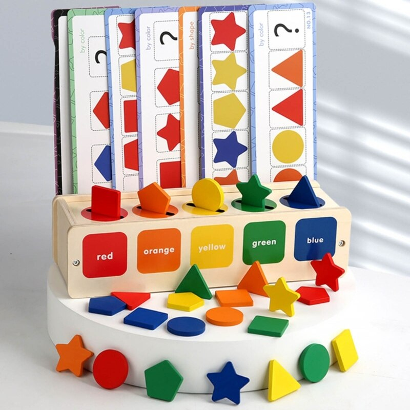 Joc educativ Montessori din lemn Sortare Forme si Culori, multicolor [2]
