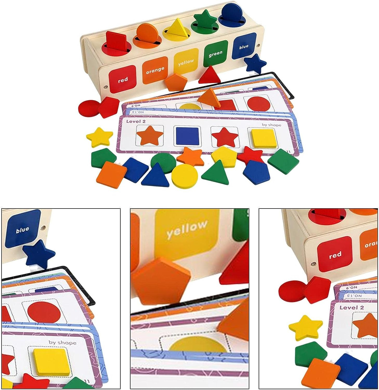 Joc educativ Montessori din lemn Sortare Forme si Culori, multicolor [6]