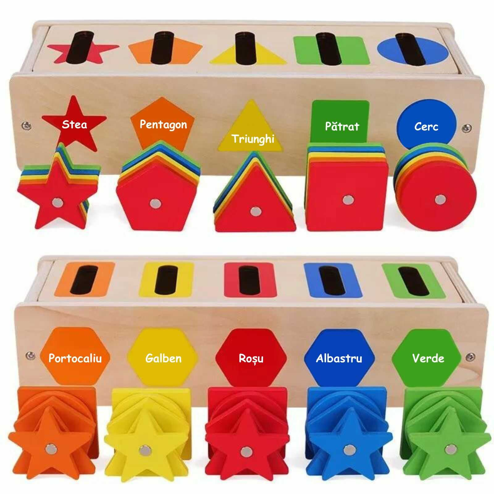 Joc Montessori de motricitate, sortare culori, asociere forme si pescuit magnetic in limba Romana [2]
