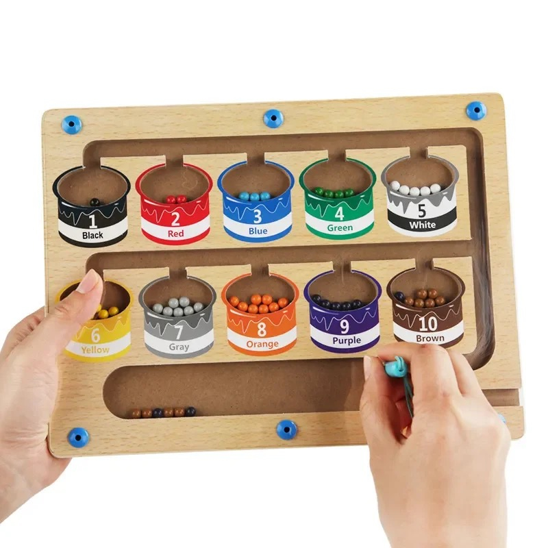 Joc Montessori Labirint magnetic sortare si numarare, multicolor [4]