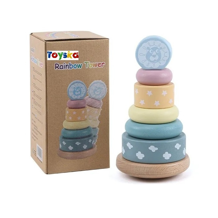 Jucarie Turn de stivuire in culori nordice, multicolor [2]