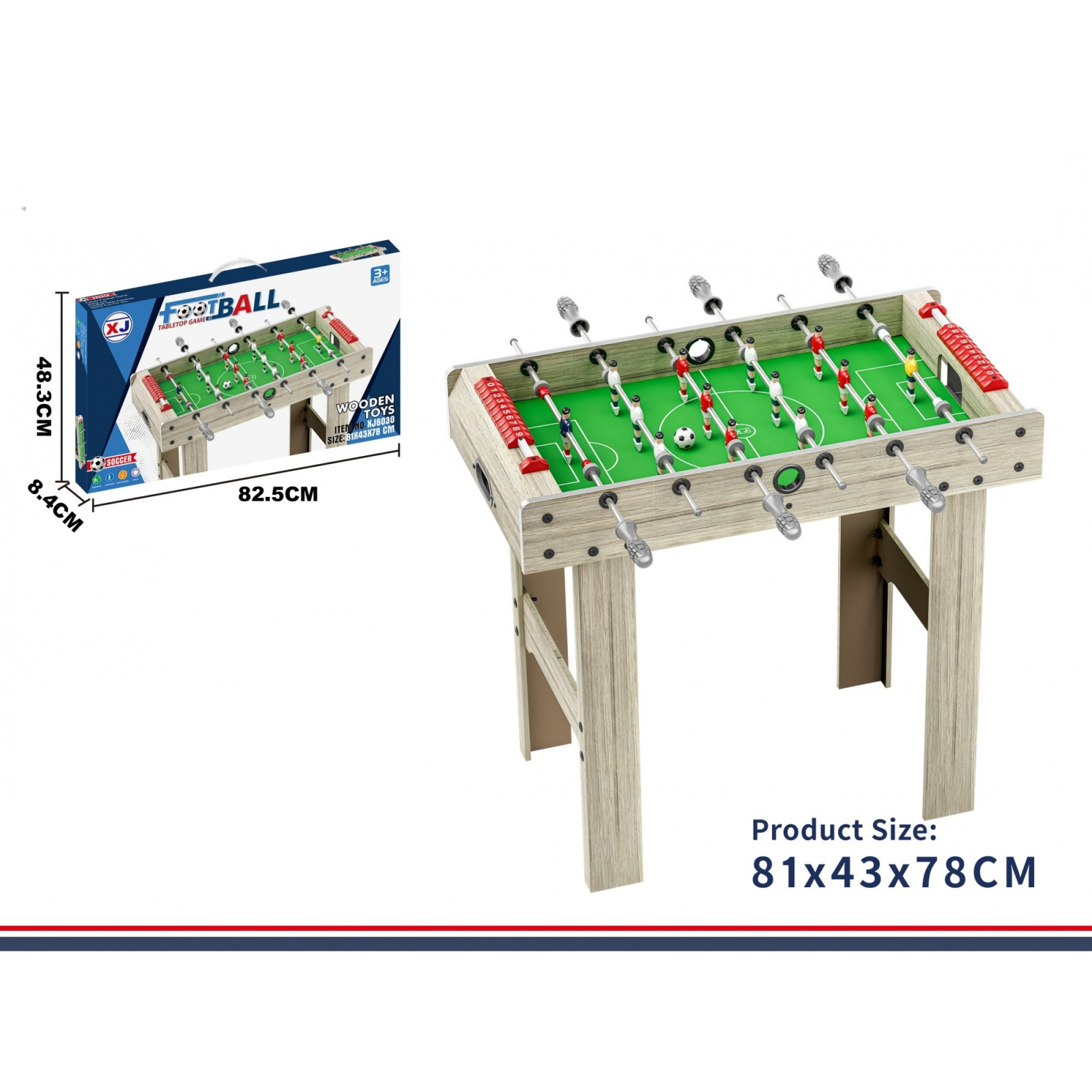 Masa de Fotbal cu Teren si 18 Jucatori, cu picioare, din metal si ABS, multicolor [4]