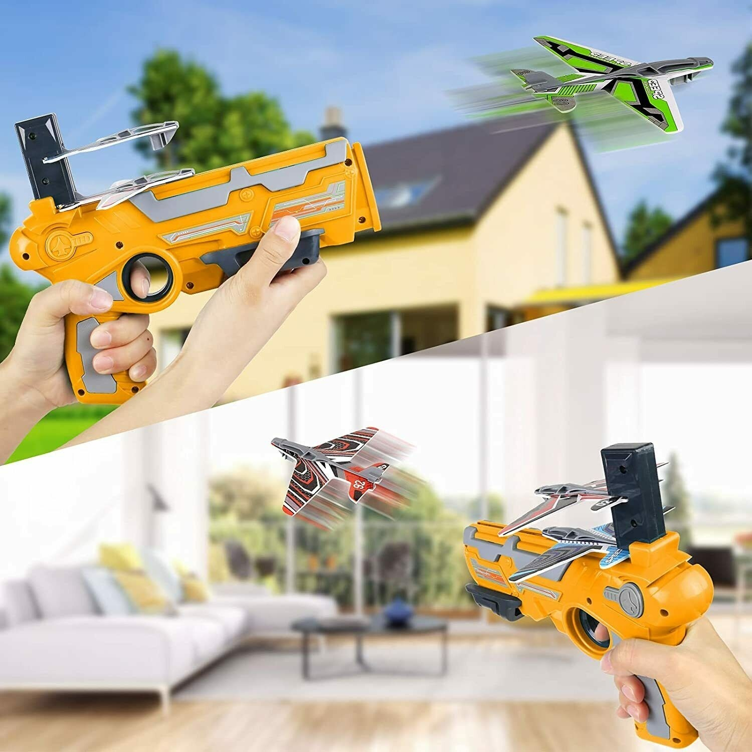 Pistol lansator de jucarie cu 4 avioane Air Battle, multicolor [8]