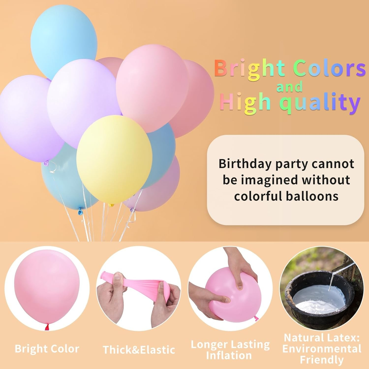 Set 25 Baloane din Latex,  Model Party, 13 cm, Multicolore, Culori Pale, 1 g [2]