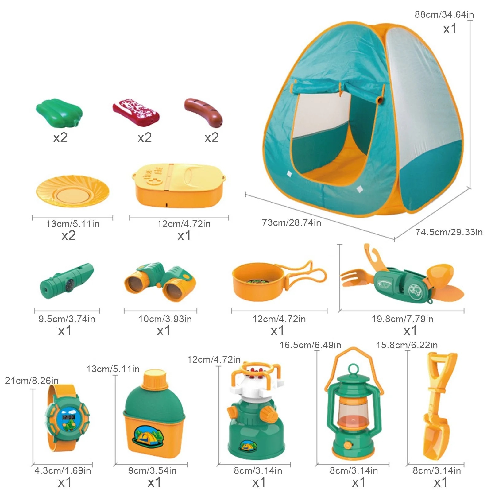 Set camping exterior/interior pentru copii, 19 Accesorii cu tematica si cort, multicolor [4]