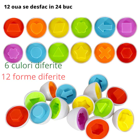 Joc educativ Matching eggs, Set 12 oua pentru invatarea formelor si culorilor [6]