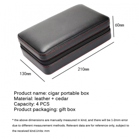 GALINER Genuine Leather Cigar Case Portable Luxury Travel Humidor