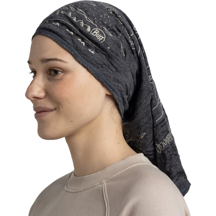 Bandana BUFF Light Weight merino wool Print Eirik Grey [4]