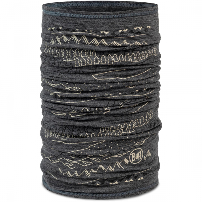 Bandana BUFF Light Weight merino wool Print Eirik Grey [1]