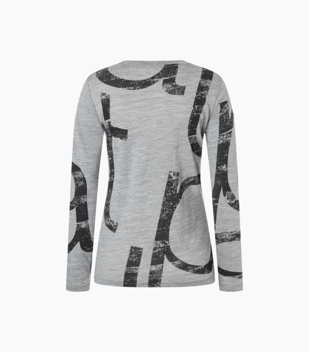 Bluza dama SN Super.NaturalW CAPITAL LOGO LS Cashmere Grey Melange/Jet Black [2]