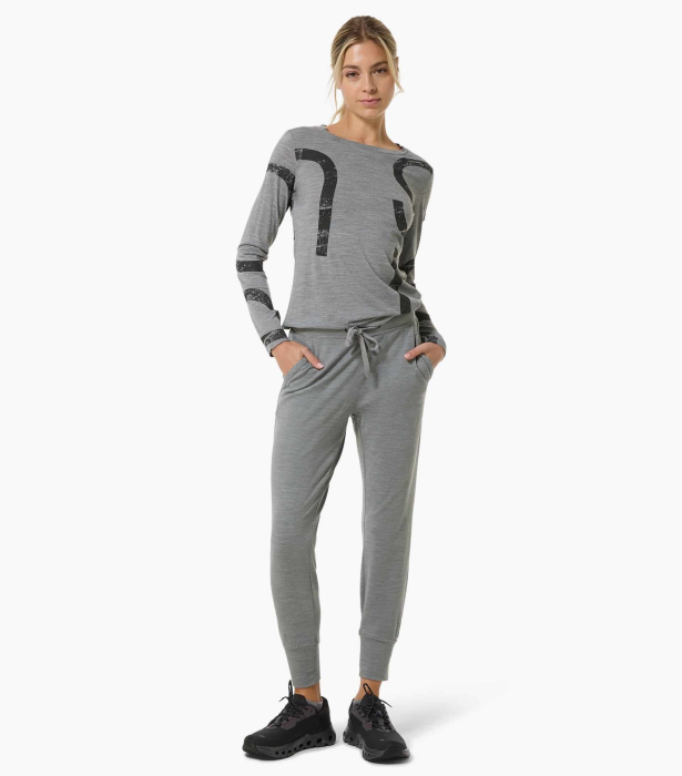 Bluza dama SN Super.NaturalW CAPITAL LOGO LS Cashmere Grey Melange/Jet Black [5]