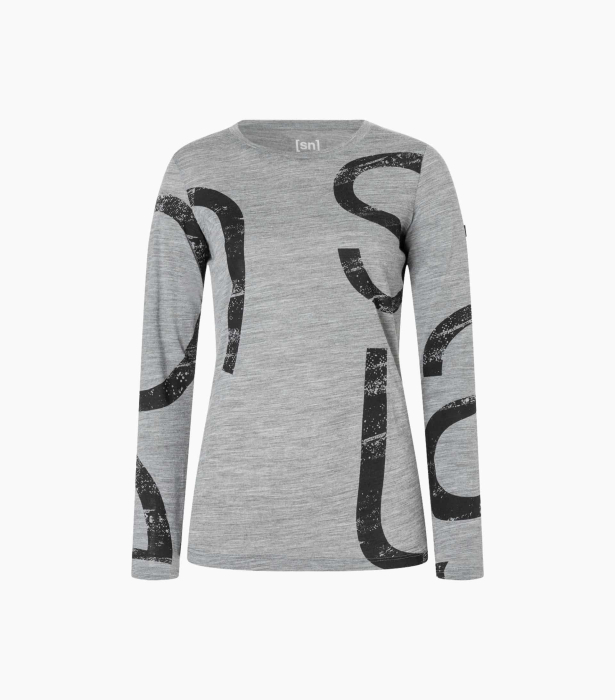 Bluza dama SN Super.NaturalW CAPITAL LOGO LS Cashmere Grey Melange/Jet Black [1]