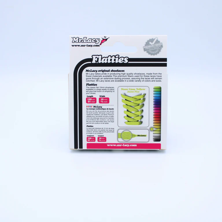 Sireturi Mr. Lacy FLATTIES Neon Lime Yellow 130CM [4]