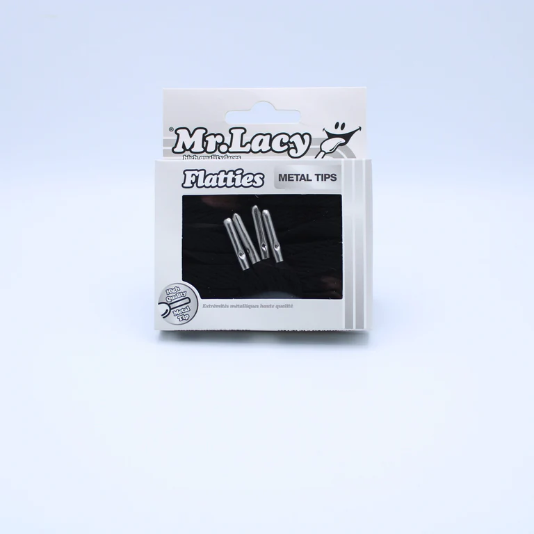 Sireturi Mr. Lacy FLATTIES METAL TIPS Black /Silver 130CM [3]