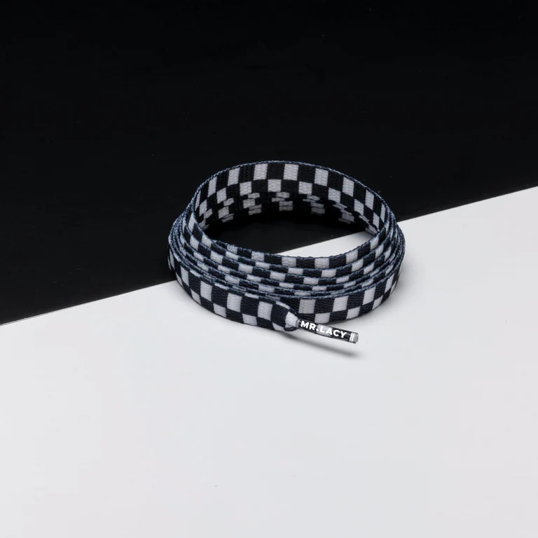 Sireturi Mr. Lacy PRINTIES 130CM CHECKERED BLACK/WHITE [1]