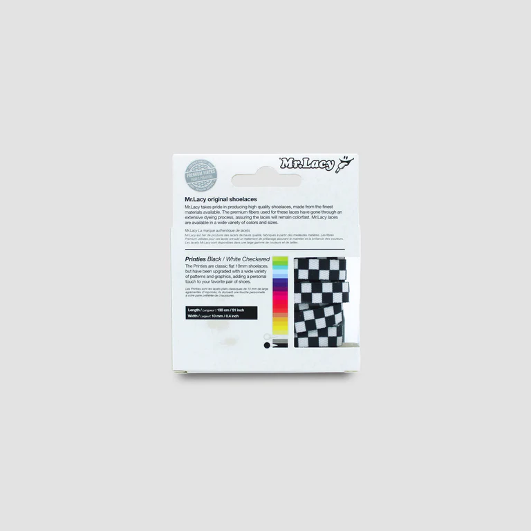 Sireturi Mr. Lacy PRINTIES 130CM CHECKERED BLACK/WHITE [4]