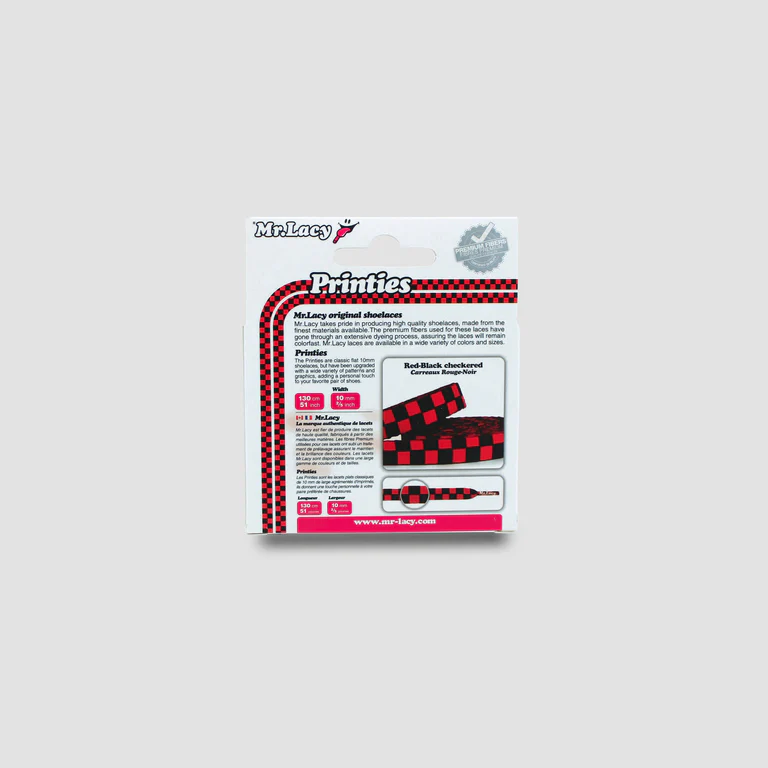 Sireturi Mr. Lacy PRINTIES 130CM CHECKERED RED/BLACK [3]